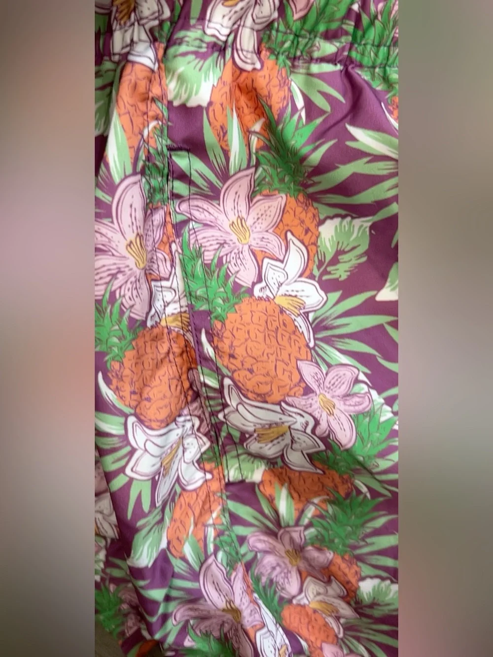 Boardies Apparel Mens Large NWT Purple Floral Pineapple Swim Trunks Shorts Lined